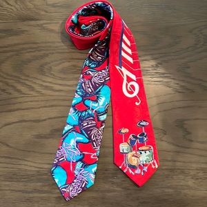 Bundle of 2 Neck Ties, one Music & one Boxing Gloves Themed